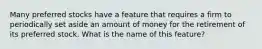 Many preferred stocks have a feature that requires a firm to periodically set aside an amount of money for the retirement of its preferred stock. What is the name of this feature?