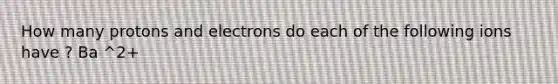 How many protons and electrons do each of the following ions have ? Ba ^2+