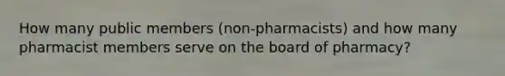 How many public members (non-pharmacists) and how many pharmacist members serve on the board of pharmacy?