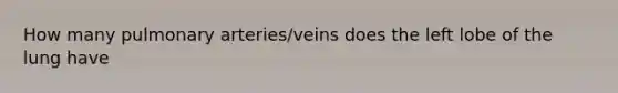 How many pulmonary arteries/veins does the left lobe of the lung have