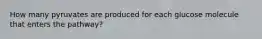 How many pyruvates are produced for each glucose molecule that enters the pathway?
