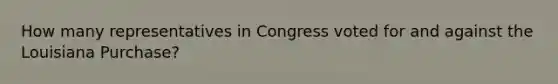 How many representatives in Congress voted for and against the Louisiana Purchase?