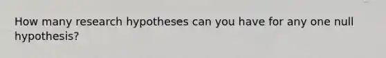 How many research hypotheses can you have for any one null hypothesis?