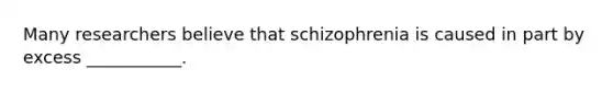 Many researchers believe that schizophrenia is caused in part by excess ___________.