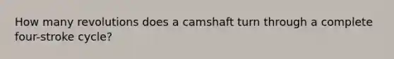 How many revolutions does a camshaft turn through a complete four-stroke cycle?