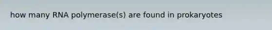 how many RNA polymerase(s) are found in prokaryotes