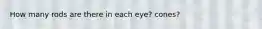 How many rods are there in each eye? cones?