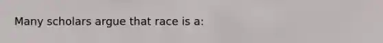 Many scholars argue that race is a: