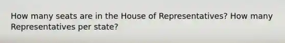 How many seats are in the House of Representatives? How many Representatives per state?