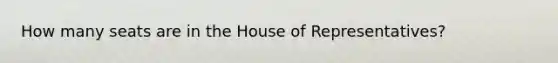 How many seats are in the House of Representatives?