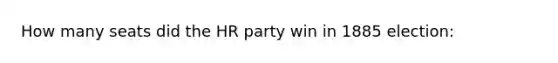 How many seats did the HR party win in 1885 election: