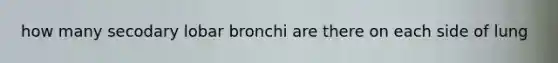 how many secodary lobar bronchi are there on each side of lung