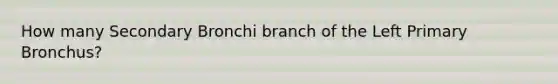 How many Secondary Bronchi branch of the Left Primary Bronchus?