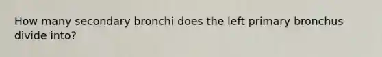 How many secondary bronchi does the left primary bronchus divide into?