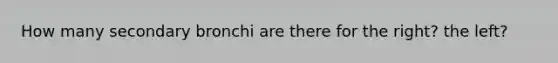 How many secondary bronchi are there for the right? the left?