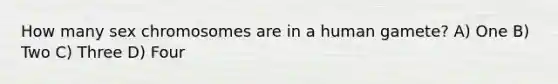 How many sex chromosomes are in a human gamete? A) One B) Two C) Three D) Four