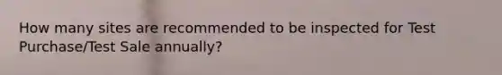 How many sites are recommended to be inspected for Test Purchase/Test Sale annually?