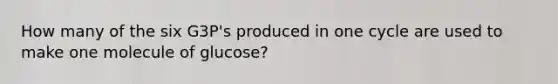 How many of the six G3P's produced in one cycle are used to make one molecule of glucose?