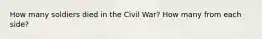 How many soldiers died in the Civil War? How many from each side?