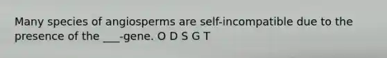 Many species of angiosperms are self-incompatible due to the presence of the ___-gene. O D S G T