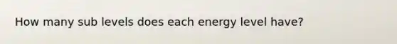 How many sub levels does each energy level have?