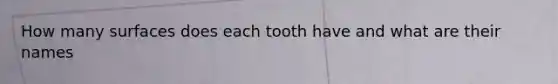 How many surfaces does each tooth have and what are their names