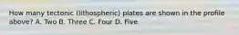 How many tectonic (lithospheric) plates are shown in the profile above? A. Two B. Three C. Four D. Five