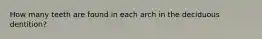 How many teeth are found in each arch in the deciduous dentition?