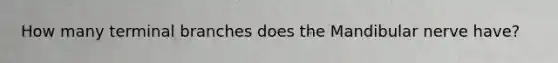 How many terminal branches does the Mandibular nerve have?
