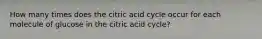 How many times does the citric acid cycle occur for each molecule of glucose in the citric acid cycle?