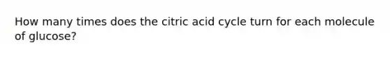 How many times does the citric acid cycle turn for each molecule of glucose?