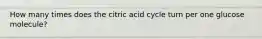 How many times does the citric acid cycle turn per one glucose molecule?