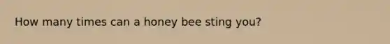 How many times can a honey bee sting you?