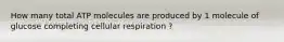 How many total ATP molecules are produced by 1 molecule of glucose completing cellular respiration ? ​