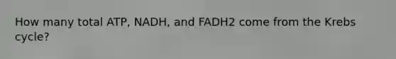 How many total ATP, NADH, and FADH2 come from the Krebs cycle?