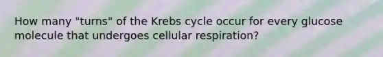 How many "turns" of the Krebs cycle occur for every glucose molecule that undergoes cellular respiration?