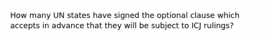 How many UN states have signed the optional clause which accepts in advance that they will be subject to ICJ rulings?