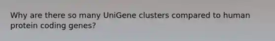 Why are there so many UniGene clusters compared to human protein coding genes?