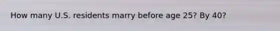 How many U.S. residents marry before age 25? By 40?