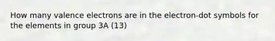 How many valence electrons are in the electron-dot symbols for the elements in group 3A (13)