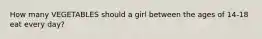 How many VEGETABLES should a girl between the ages of 14-18 eat every day?