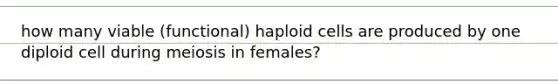 how many viable (functional) haploid cells are produced by one diploid cell during meiosis in females?