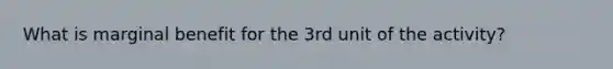 What is marginal benefit for the 3rd unit of the activity?