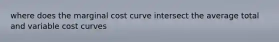 where does the marginal cost curve intersect the average total and variable cost curves