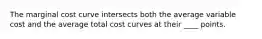 The marginal cost curve intersects both the average variable cost and the average total cost curves at their ____ points.