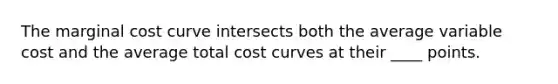 The marginal cost curve intersects both the average variable cost and the average total cost curves at their ____ points.