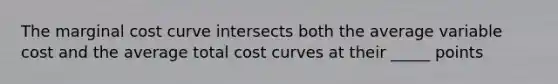 The marginal cost curve intersects both the average variable cost and the average total cost curves at their _____ points