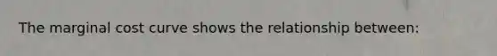 The marginal cost curve shows the relationship between:
