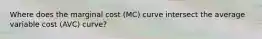 Where does the marginal cost (MC) curve intersect the average variable cost (AVC) curve?