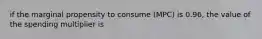 if the marginal propensity to consume (MPC) is 0.96, the value of the spending multiplier is